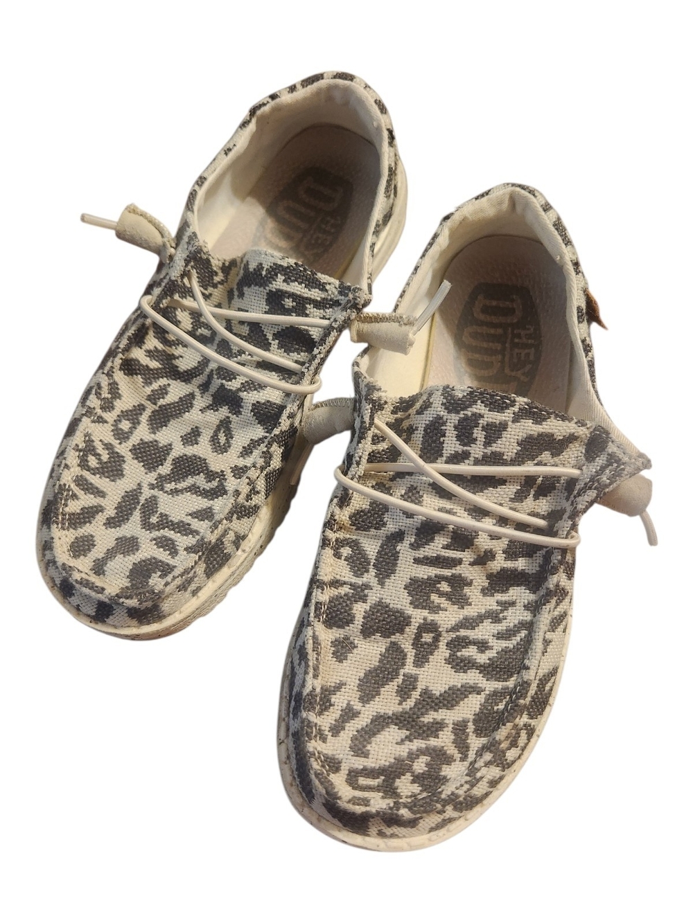 Hey Dude Kids Leopard Print Slip-On Sneakers - Cream/Black, Size 5